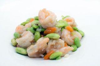 Gamberi con edamame