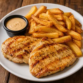 Filete De Pollo con Patatas Fritas