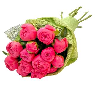 Bujori Coral in buchet si hartie orez