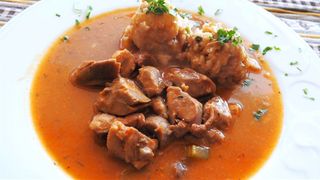 Свински винен кебап с бял ориз 350 гр.