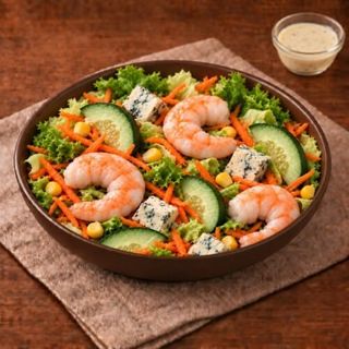 Салат з тигровими креветками та сиром Дор Блю (200/30г)