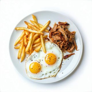 Huevos Con Patatas Y Pulled Pork