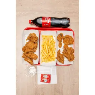 12 pieces of chicken, large fries, and a 1.25L soda