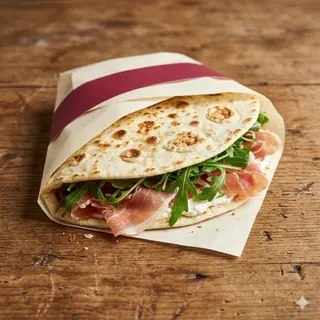 Crudo Nazionale 16 mesi, squacquerone di Romagna e rucola