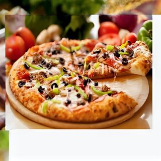 Пица със салам Чоризо и пресни гъби и пипер (550г)