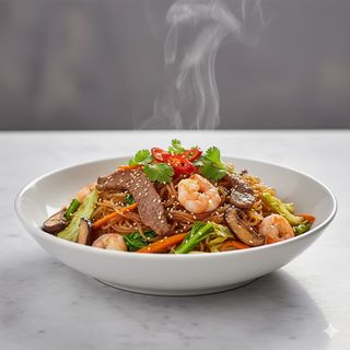 66 - Spaghetti di soia con manzo e gamberetti 什锦粉丝