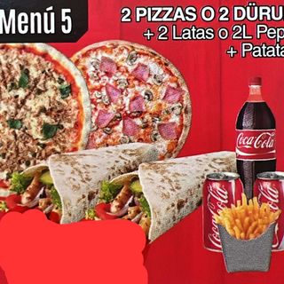 Menu 5+2 pizzas o 2 Duram +2LATAS o 2L Pepsi