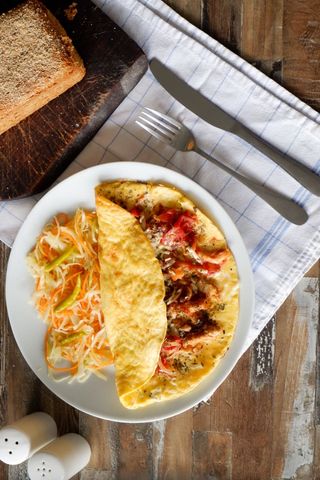 Omelette with chicken fillet