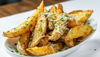 Cartofi wedges cu usturoi, pătrunjel și parmezan