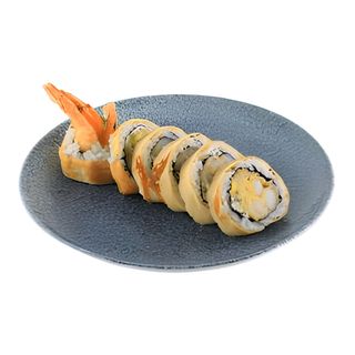 Sześć Krewetek w Tempurze Zawiniete w Omlet