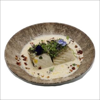 Lomo De Bacalao Con salsa de setas y Jamón De Teruel