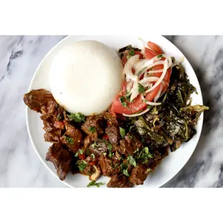 Ugali pork dryfry