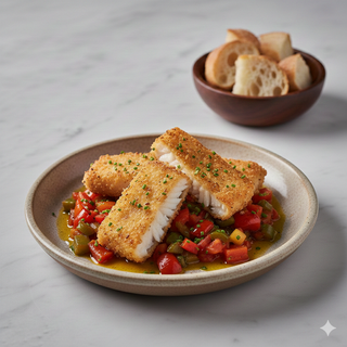 Bacalao Frito Con Pisto