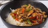 Shredded chicken sauce with white rice 
