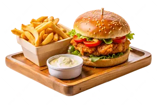 Plat Chicken Burger + Frites + Sucrerie