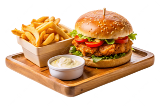 Plat Chicken Burger + Frites + Sucrerie