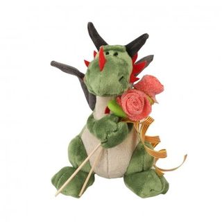 Peluche Dragón Verde con Rosas 20 cms