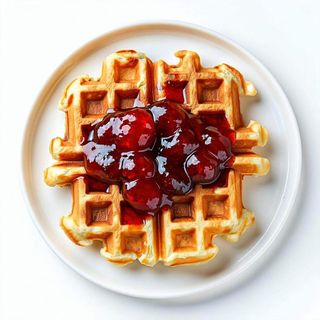 Waffle con marmellata di ciliegie
