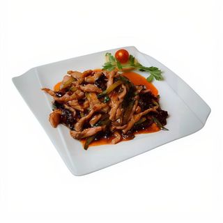 Lomo de cerdo ibérico salteado en salsa yuxiang