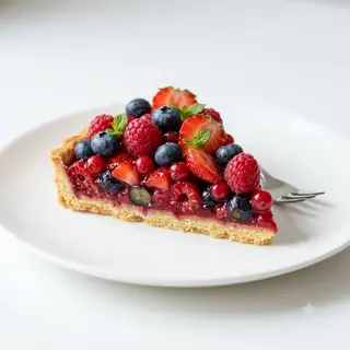 Porción De Tarta De Frutos Rojos