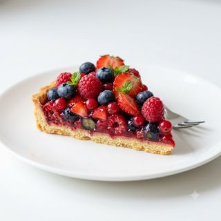 Porción De Tarta De Frutos Rojos