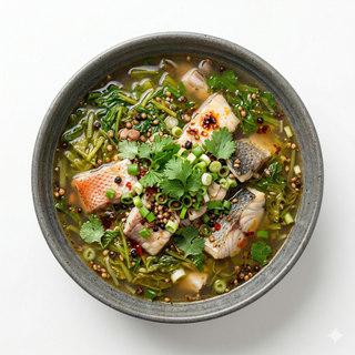 Sopa de pescado con mostaza verde grande (酸菜鱼 大份)