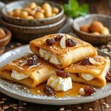 ბლინები ხაჭოთი და თაფლით