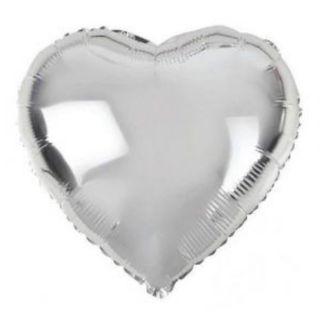 Balon z helem serce srebrne