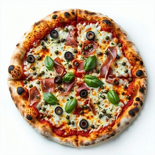 Margherita, olive, capperi e acciughe