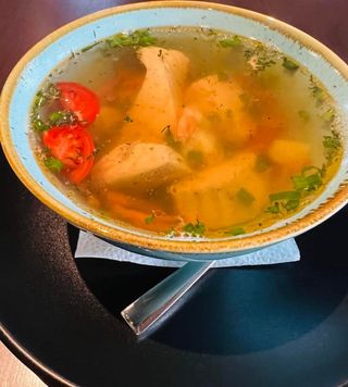 Fish Soup With Salmon And Tiger Prawns