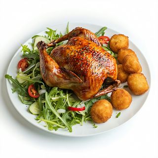 1 Pollo + Ensalada + Croquetas (4 Uds.)