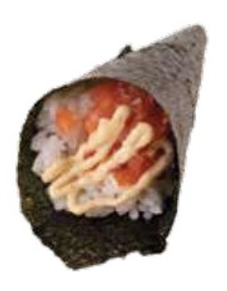 65 Temaki di tartare di salmone con salsa spicy 1 pezzo