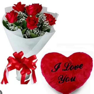 Rose rosse con pillow ( I love you )