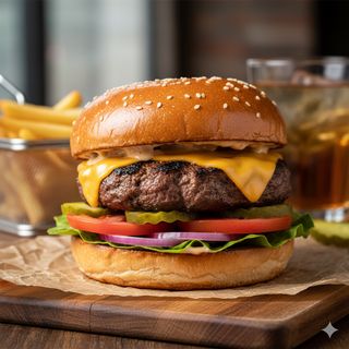 Panini con hamburger e contorno