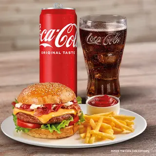 Chicken royal burger + Coca-Cola lattina 330ml