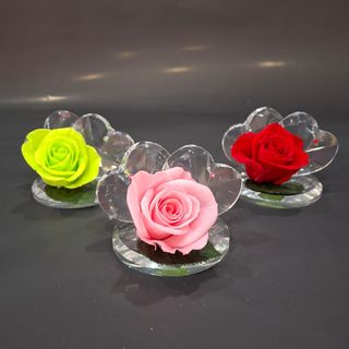 rosa stabilizzata con cuori di cristallo