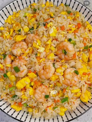 Arroz fritos con gambas 