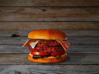 Burger  Vegan Completa (545 Cal, 27g proteínas, 38g carbohidratos, 29g grasas)