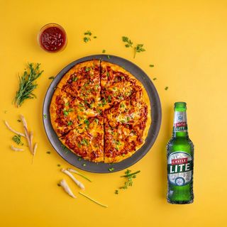 BBQ Chicken Pizza + Castle Lite