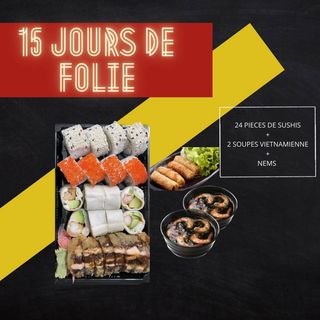 Assortiment de 24 pcs + 2 soupes vietnamiennes + Nems