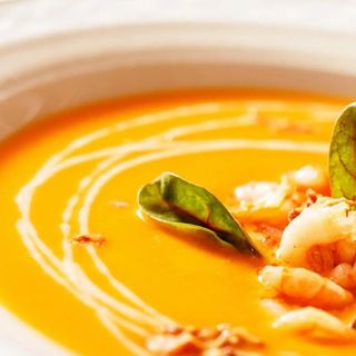 გოგრის კრემ სუპი კრევეტებით