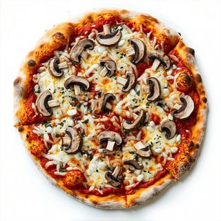 Pizza tonda - porcini e mozzarella