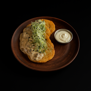 Деруни з грибами у вершковому соусі