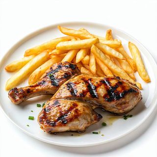 Menú De Pollo A La Plancha Con Patatas Fritas