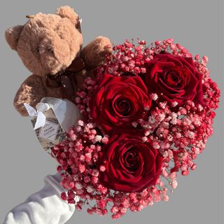 Pudełko w kształcie serca z misiem i pachnącą świecą