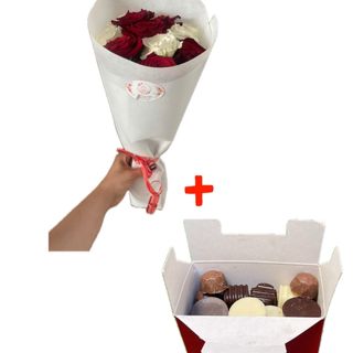 Petit bouquet  avec ballotin 200g bonbon chocolat 