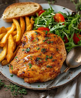 Filet z kurczaka z ziemniakami i surówką