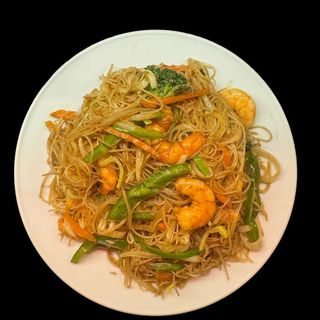 Massa de arroz com Gambas