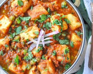 Matar paneer z ryżem