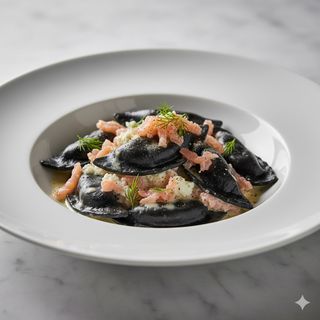 Mezzelune Negras De Salmón Y Robiola